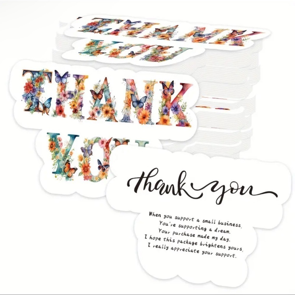 Set of 50 Floral Thank you business cards